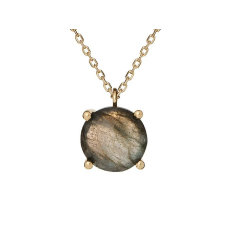 Collier avec labradorite multicolore, en argent doré 925, longueur 42+3cm