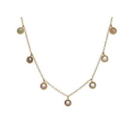 Collana con multipietre multicolori, in argento dorato 925, lunghezza 42+3cm