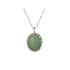 Collana con avventurina verde ovale, in argento 925 rodiato, lunghezza 42+3 cm