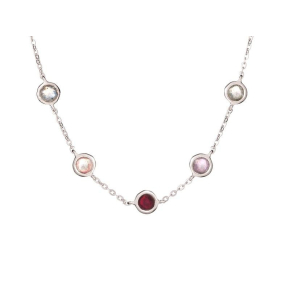Collar con piedras multicolores, en plata 925 rodiada, largo 42+3cm