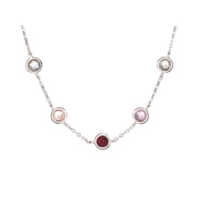 Halsketting met veelkleurige meerkleurige stenen, in 925 gerhodineerd zilver, lengte 42+3cm