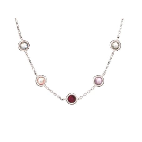 Collana con multipietre multicolori, in argento 925 rodiato, lunghezza 42+3cm