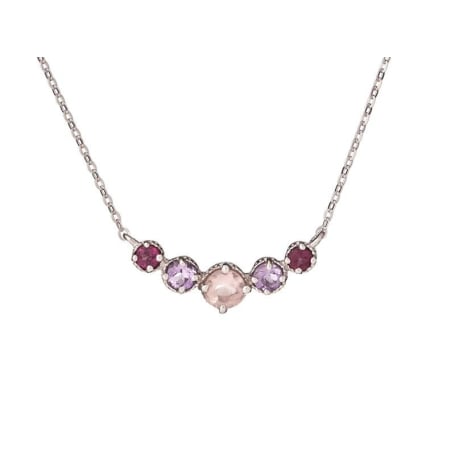 Halsketting met veelkleurige meerkleurige stenen, in 925 gerhodineerd zilver, lengte 42 + 3 cm