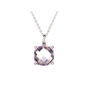 Collier avec améthyste violette, en argent rhodié 925, longueur 42 + 3 cm