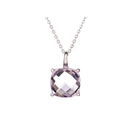 Collar con amatista violeta, en plata 925 rodiada, longitud 42 + 3 cm