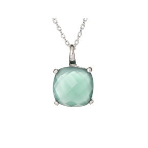 Collar con amatista verde cojín, en plata 925 rodiada, largo 42 + 3 cm