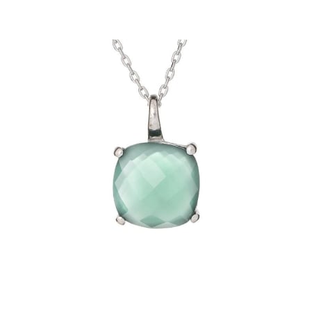 Collar con amatista verde cojín, en plata 925 rodiada, largo 42 + 3 cm