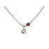 Collar con cuarzo rosa y granate, en plata 925 rodiada, largo 42 + 3 cm