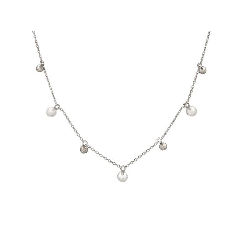 Collar con piedra de luna y labradorita, en plata 925 rodiada, 40+3cm