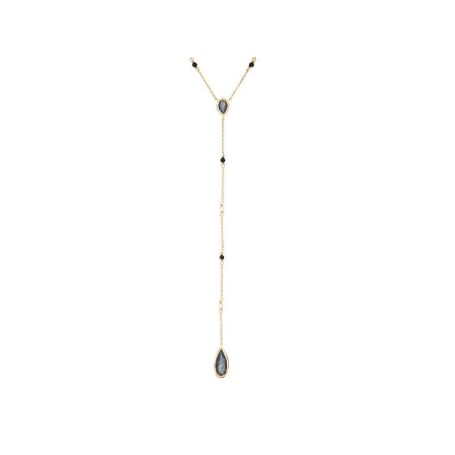 Collana con multipietre multicolori, in argento dorato 925, lunghezza 40+5 cm