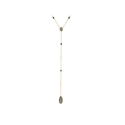 Collana con multipietre multicolori, in argento dorato 925, lunghezza 40+5 cm