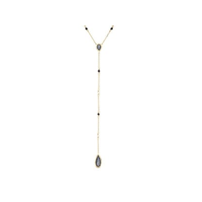 멀티 컬러의 멀티 스톤이 황금 925 금도금 실버 목걸이, 길이 40 + 5 cm