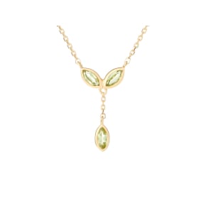 Collana con peridoto verde naturale, in argento dorato 925, lunghezza 40+5 cm