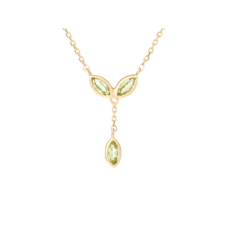 Doğal yeşil peridotlu kolye, 925 altın gümüş, uzunluk 40 + 5 cm