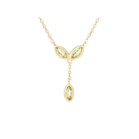 Halsketting met natuurlijke groene peridot, in 925 goudkleurige zilver, lengte 40 + 5 cm