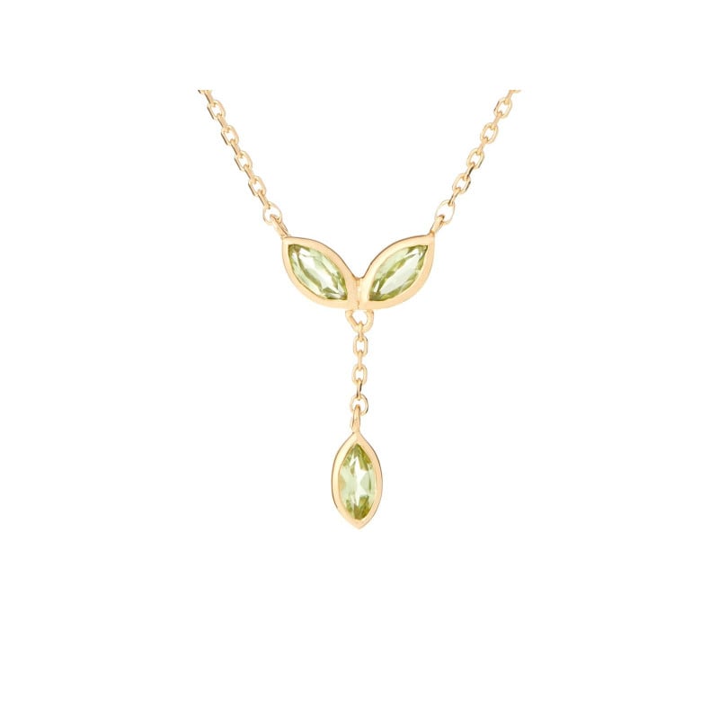Collier avec péridot vert naturel, en argent doré 925, longueur 40 + 5 cm