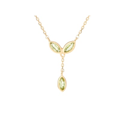 Collier avec péridot vert naturel, en argent doré 925, longueur 40 + 5 cm