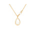 Collana con pietra di luna e perle, in argento dorato 925, lunghezza 40+5 cm
