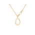 Halsketting met maansteen en parels, in 925 goudkleurige zilver, lengte 40 + 5 cm