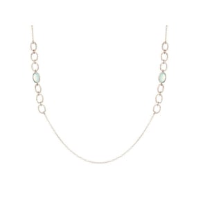 Collier avec calcédoine bleue naturelle, en argent rhodié 925, longueur 70 cm