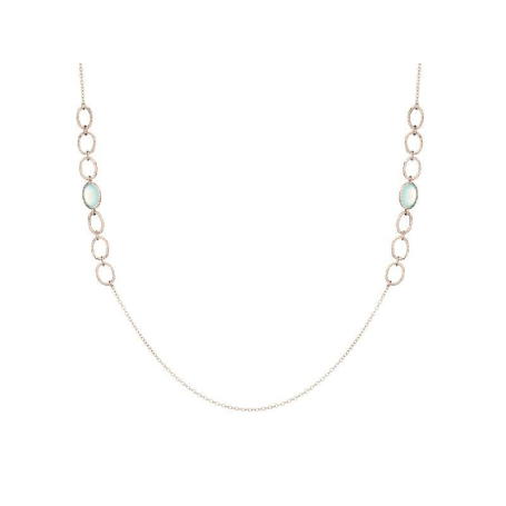 Collar con calcedonia azul natural, en plata 925 rodiada, largo 70 cm