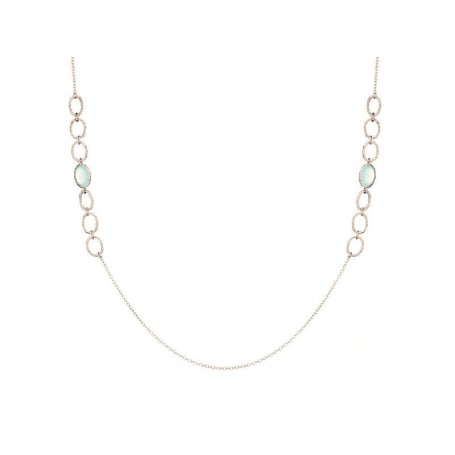 Halsketting met natuurlijke blauwe chalcedoon, in 925 gerhodineerd zilver, lengte 70 cm