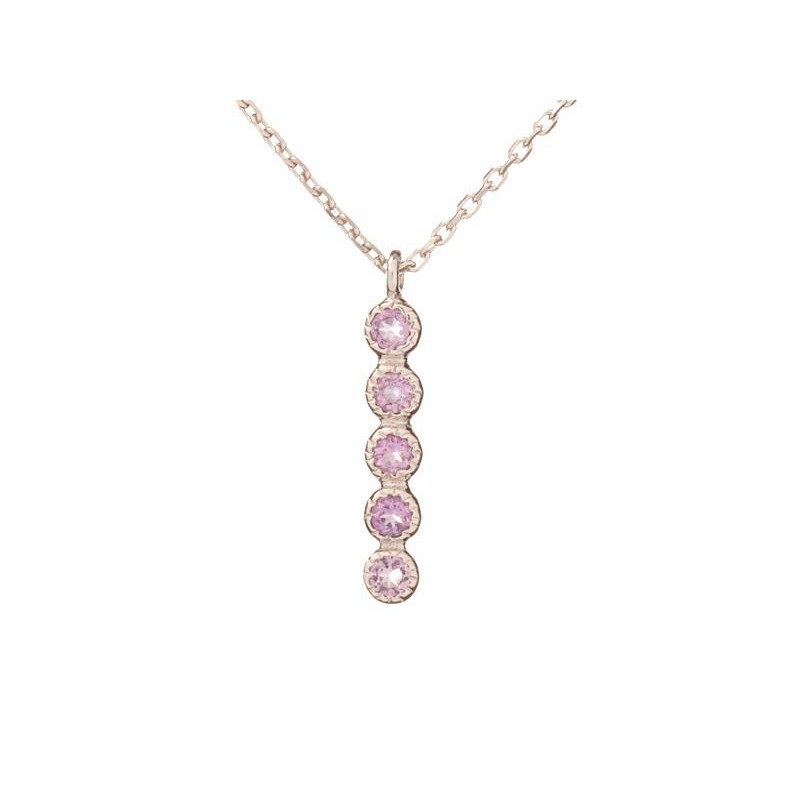 Colier cu ametist violet, din argint 925 rodiu, lungime 42 + 3 cm