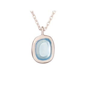 Halsketting met blauwe chalcedoon, in 925 gerhodineerd zilver, lengte 42 + 3 cm
