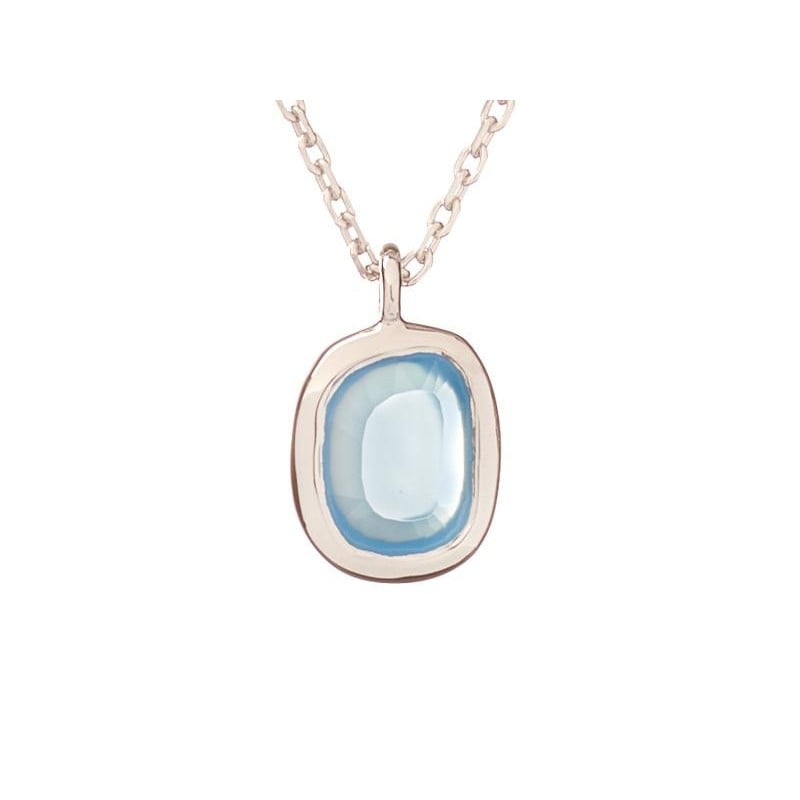 Collar con calcedonia azul, en plata 925 rodiada, longitud 42 + 3 cm