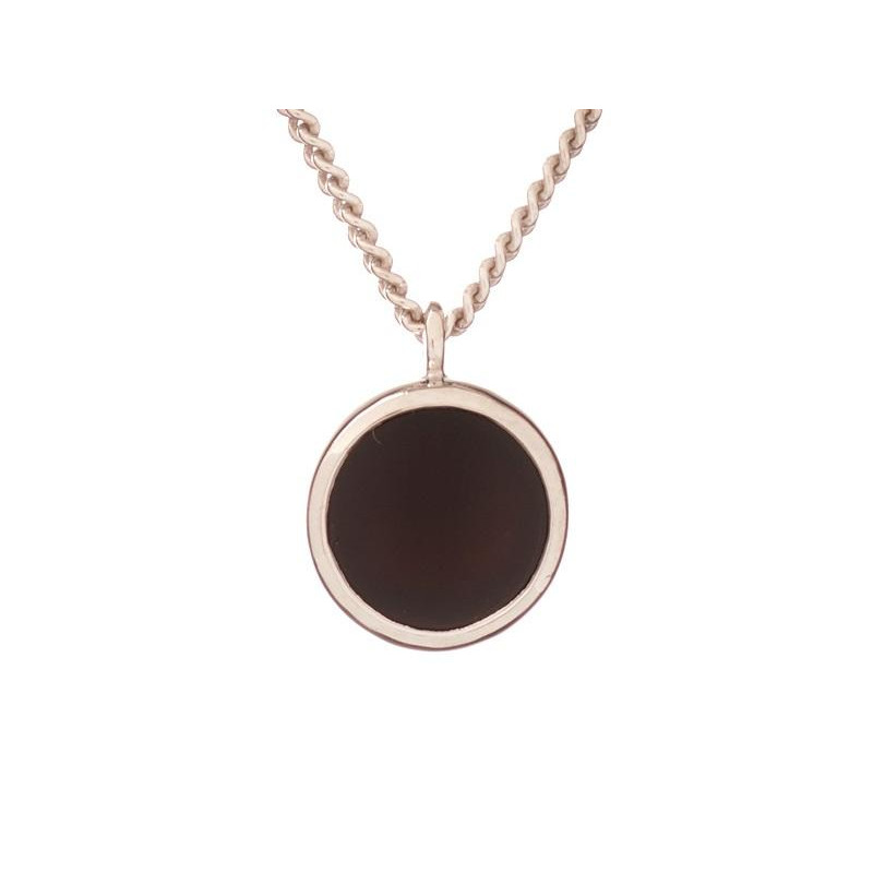 Necklace with natural black onyx, in 925 rhodium silver, length 42 + 3 cm