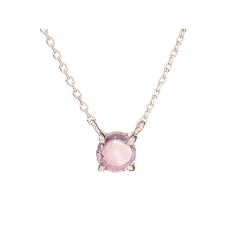Collar con amatista violeta, en plata 925 rodiada, longitud 42 + 3 cm