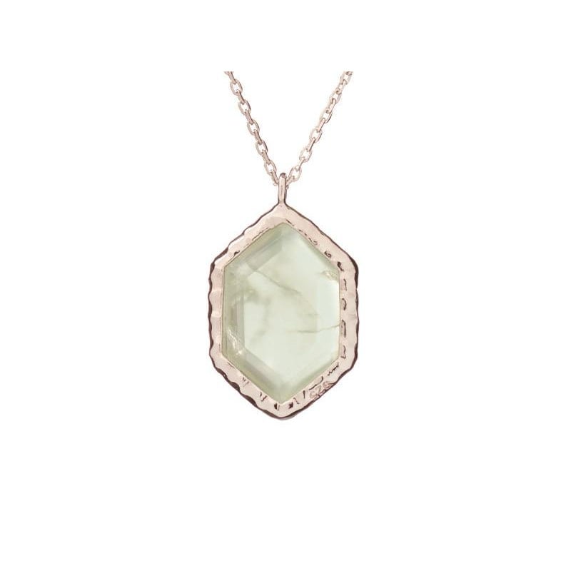 Collier avec prehnite verte naturelle, en argent rhodié 925, longueur 42 + 3 cm