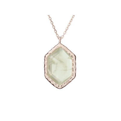 Collar con prehnita verde natural, en plata 925 rodiada, longitud 42 + 3 cm