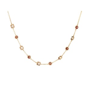 Collana con granato e labradorite, in argento dorato 925, lunghezza 42+3 cm