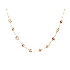 Collier avec grenat et labradorite, en argent doré 925, longueur 42 + 3 cm