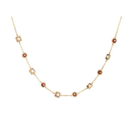 Colar com granada e labradorita, em prata dourado 925, comprimento 42 + 3 cm