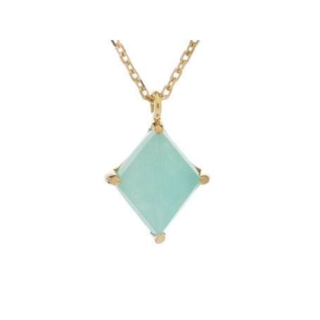 Collier avec amazonite bleue naturelle, en argent doré 925, longueur 42 + 3 cm