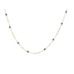 Colar com espinélio preto natural, em prata dourado 925, comprimento 42 + 3 cm