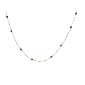 Collier avec spinelle noir naturel, en argent doré 925, longueur 42 + 3 cm