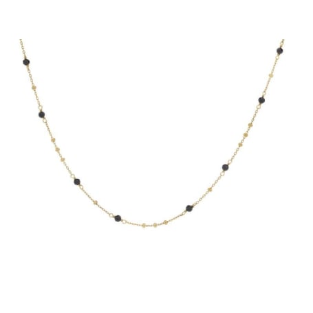 Colier cu spinel natural negru, din argint aurit 925, lungime 42 + 3 cm