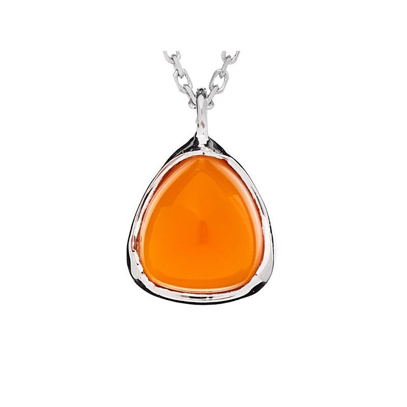 Collana triangolo con corniola arancione naturale, argento 925 rodiato, 42+3 cm