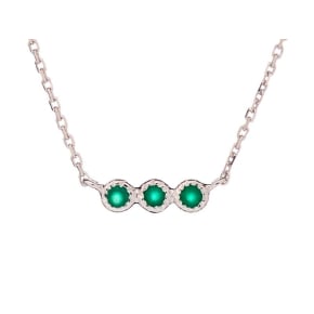 Halsketting met ronde natuurlijke groene onyx, in gerhodineerd zilver 925, lengte 40 + 3 cm