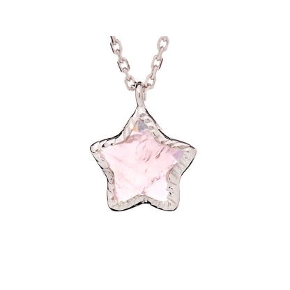 Sterketting met natuurlijk rozenkwarts, gerhodineerd zilver 925, 40 + 3 cm