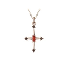 Hanger met granaat en spinel, in 925 gerhodineerd zilver, hoogte 1,7+0,5 cm