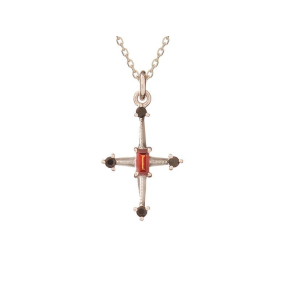 Pendentif avec grenat et spinelle, en argent rhodié 925, hauteur 1,7+0,5 cm