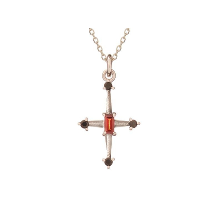 Pendentif avec grenat et spinelle, en argent rhodié 925, hauteur 1,7+0,5 cm