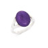 Bague avec améthyste violette naturelle ovale, en argent rhodié 925
