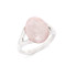 Anello con quarzo rosa naturale ovale, in argento 925 rodiato