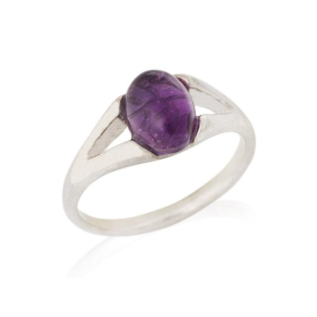 Bague avec améthyste violette naturelle, en argent rhodié 925