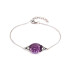 925 rodyum kaplama gümüş, oval mor ametist bileklik, uzunluk 16+3 cm
